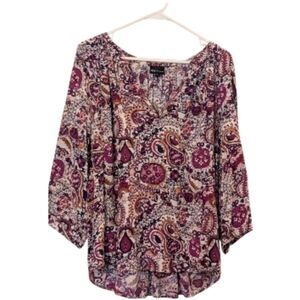 Jones New York Women's Paisley Blouse - Purple and Cream